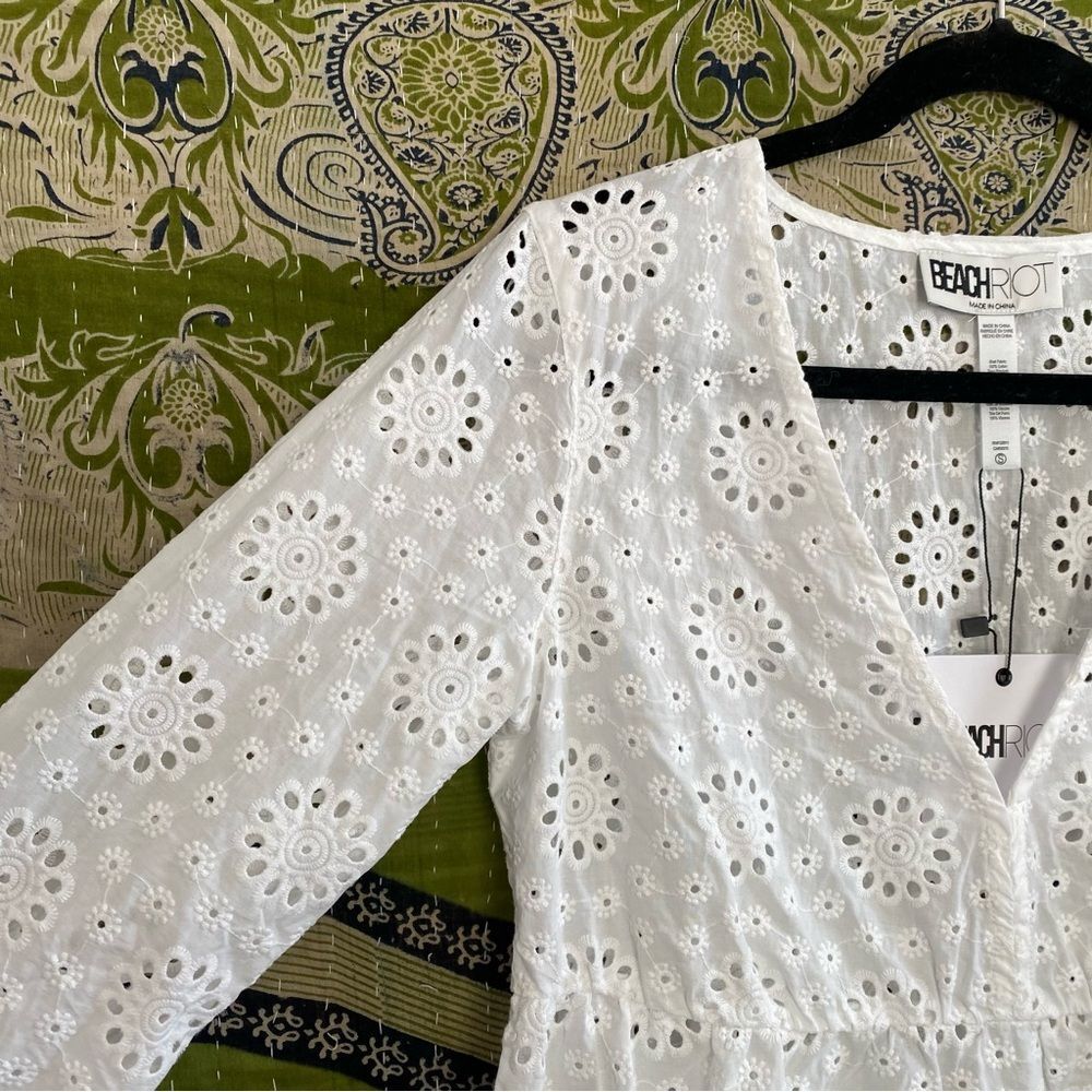 NWT Beach Riot White Delaney Eyelet Embroidered Mini Dress Size Small - Picture 8 of 14